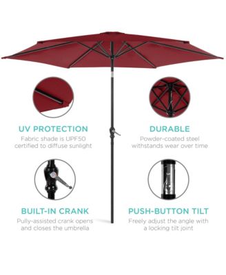 10ft Outdoor Steel Market Patio Umbrella w/ Crank, Tilt Push Button, 6 Ribs