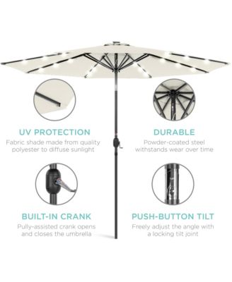 10Ft Solar LED Lighted Patio Umbrella with Tilt Adjustment and UV-Resistant Fabric
