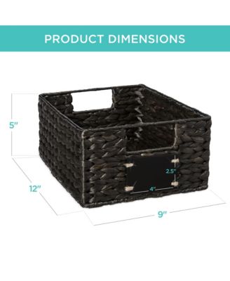 Set of 4 12in Woven Water Hyacinth Pantry Baskets w/ Chalkboard Label, Chalk Marker