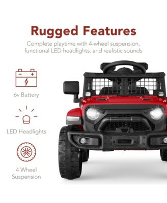 6V Kids Ride-On Truck Car w/ Parent Remote Control, 4-Wheel Suspension, LED Lights