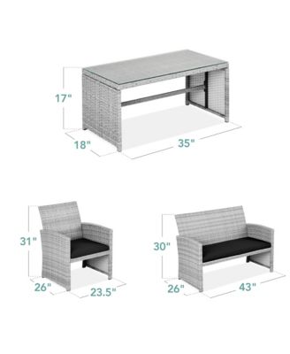 Best Choice Products 4-Piece Outdoor Wicker Patio Conversation Furniture Set w/ Table, Cushions