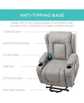  Standard Size  Faux Leather  Power Lift, Massage, Heat, USB Port, Cupholders  Recliner Chair