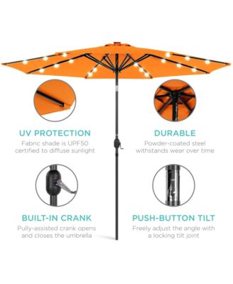 10Ft Solar LED Lighted Patio Umbrella with Tilt Adjustment and UV-Resistant Fabric