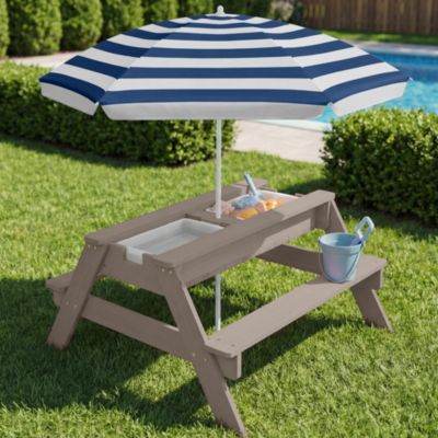Kids 3-in-1 Outdoor Convertible Activity Sand and Water Picnic Table w/ Umbrella