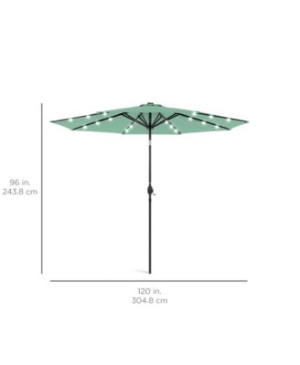 10ft Solar LED Lighted Patio Umbrella w/ Tilt Adjustment, UV-Resistant Fabric