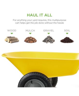 Dual-Wheel Home Wheelbarrow Yard Garden Cart for Lawn, Construction