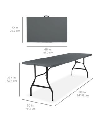 8ft Plastic Folding Table, Indoor Outdoor Heavy Duty Portable w/ Handle, Lock for Picnic