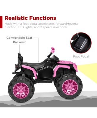 12V Kids Ride-On ATV Quad w/ Bluetooth, 3.7mph Max, Treaded Tires, LED Lights, Radio