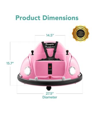 6V Kids Ride On Bumper Car Toy w/ Remote Control, Harness, Lights, 360 Degree Spin