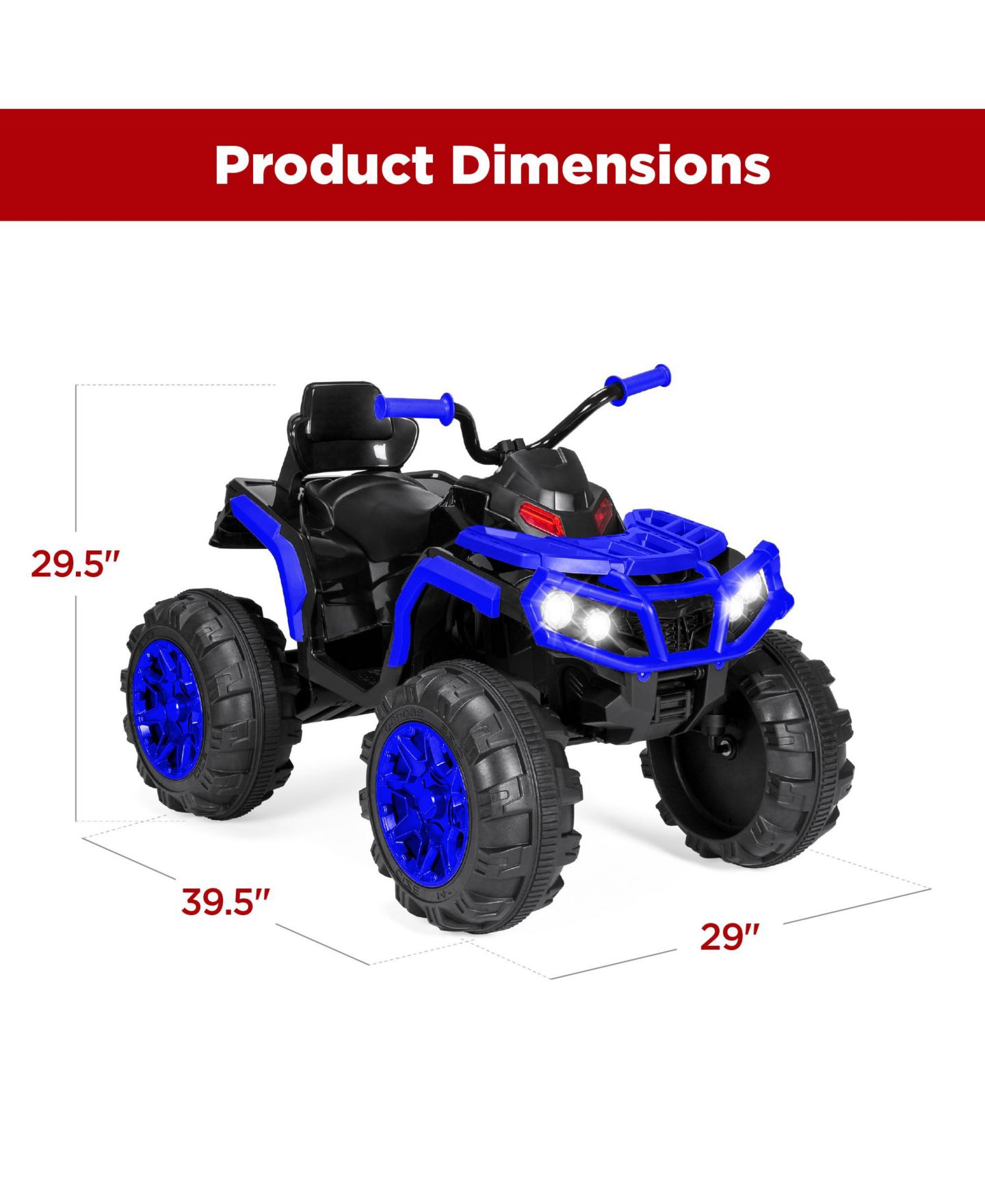Детская игрушка Best Choice Products 12V Kids Ride-On ATV with Bluetooth, LED Lights & Treaded Tires, 66 lbs Capacity, Ages 3-7, цвет: Синий — фото 7