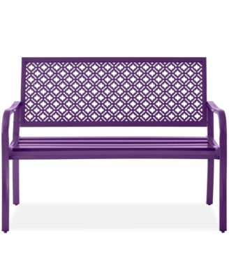 Steel Frame Geometric Backrest Foot Levelers Garden Bench