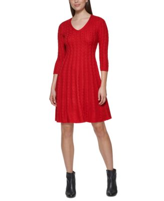 Jessica Howard Women's Mock Neck Cable-Knit Sweater Dress - Macy's
