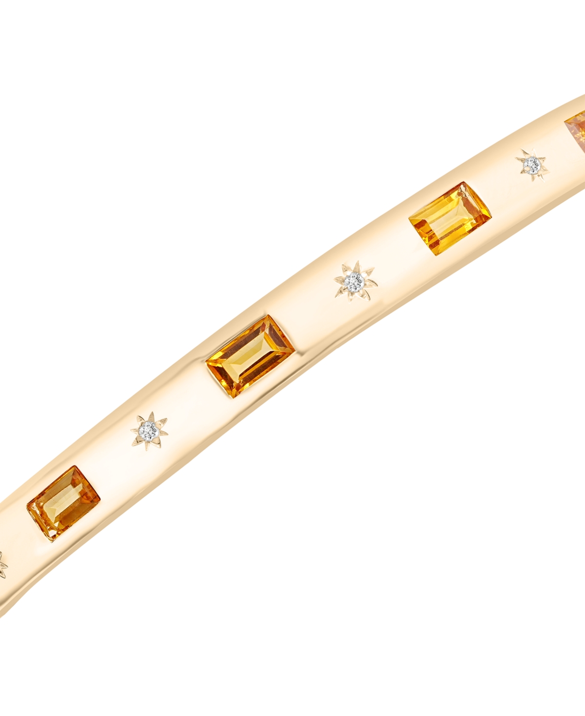 Macy's Citrine (1 Ct. T.w.) & White Topaz (1/20 Ct. T.w.) Cuff Bangle Bracelet In 14k Gold-plated Sterling In Citrine