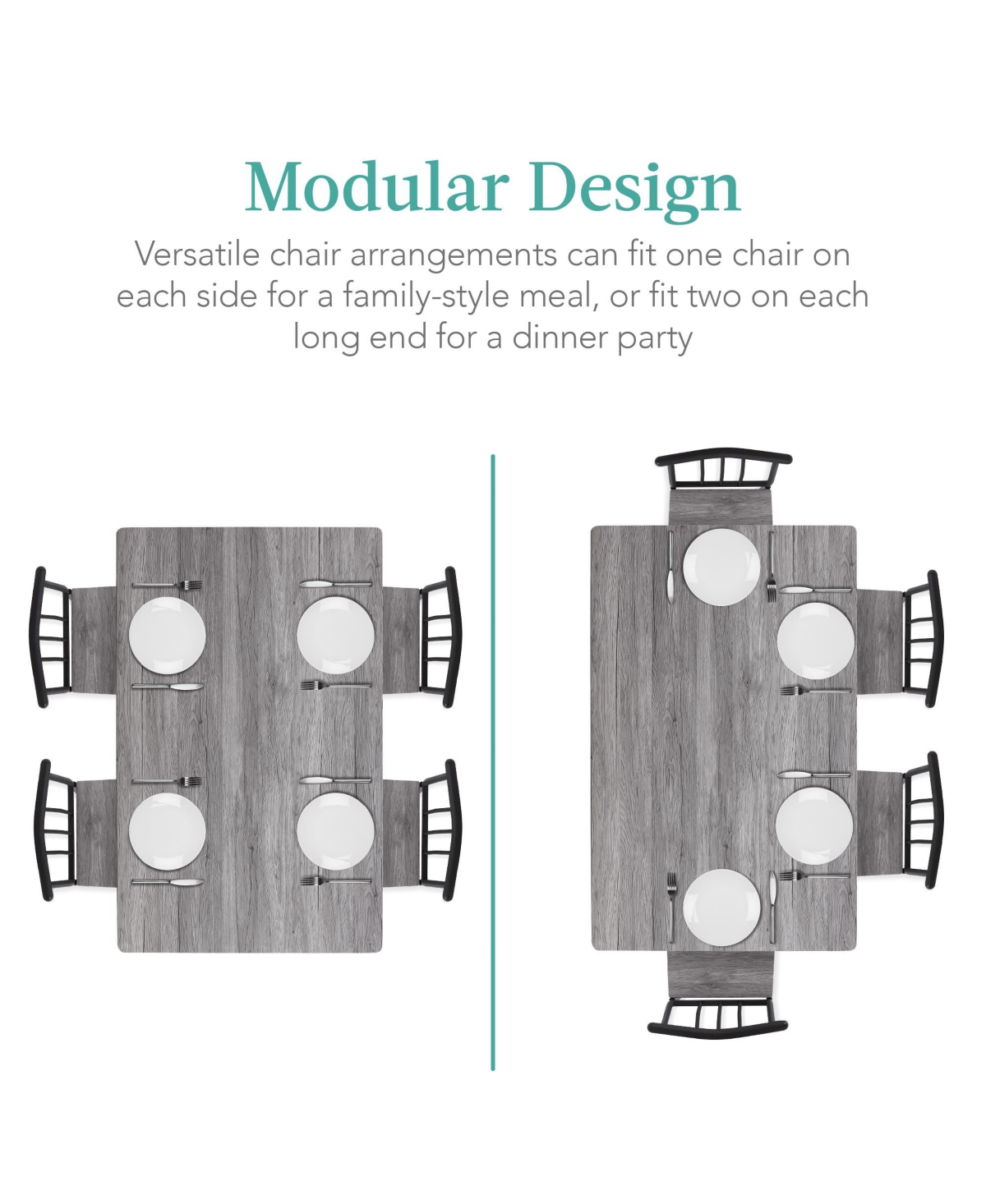 Best Choice Products 5-Piece Indoor Modern Metal Wood Rectangular Dining Table Furniture Set w/ 4 Chairs