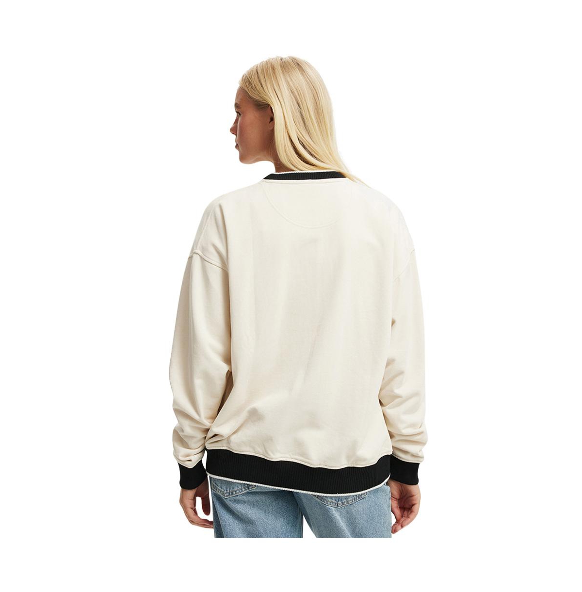 Cotton On Women's Elton John V Neck Sweatshirt - Lcn bra elton john 1/ coconut