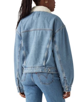 Women's 90s Denim Trucker Jacket with Sherpa Lining