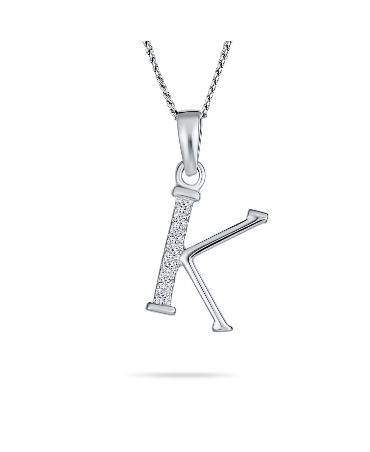 Bling Jewelry Delicate Abc Cubic Zirconia Pave Cz Capital Block Letter Alphabet Initial Pendant Necklace For Women .925 Sterling Silver