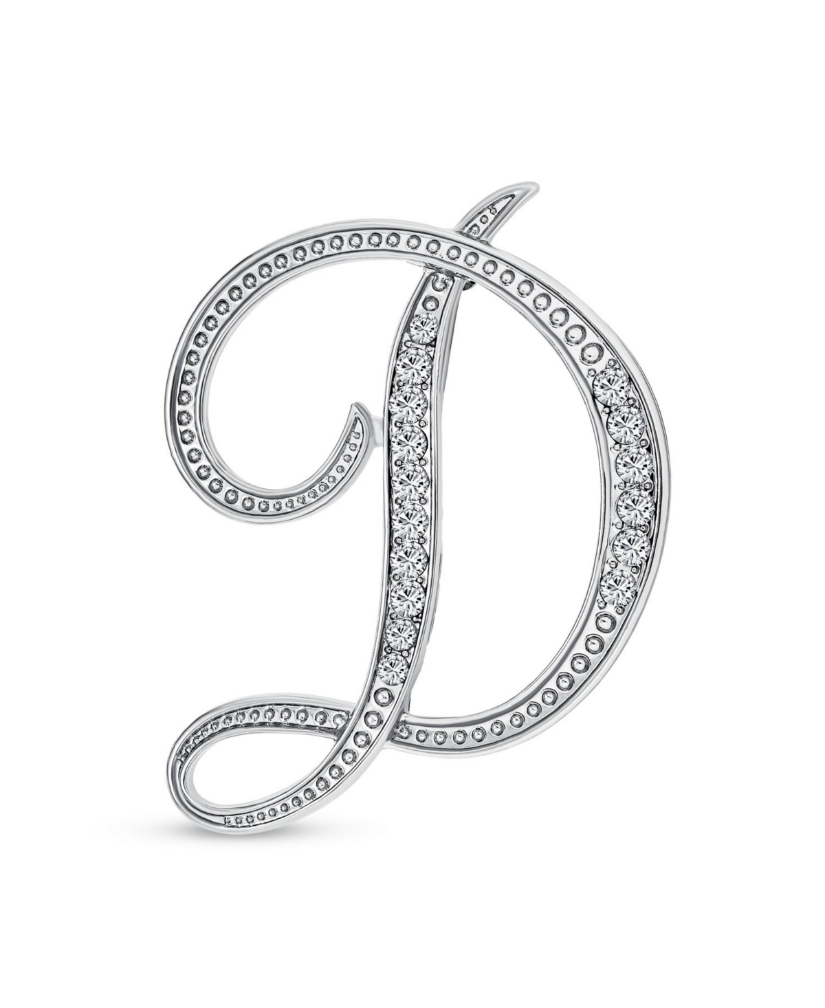 Large Statement Abc Pave Crystal Letters Alphabet Initial Scarf Lapel Pin Brooch Silver Plated - Silver t