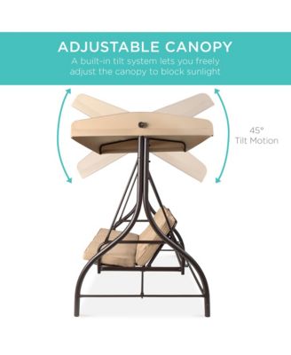 3-Seat Outdoor Converting Canopy Swing Glider Patio Hammock w/ Removable Cushions