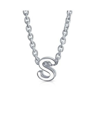 Tiny Block Letter Alphabet Initial A-Z Dainty Pendant Necklace .925 Sterling Silver
