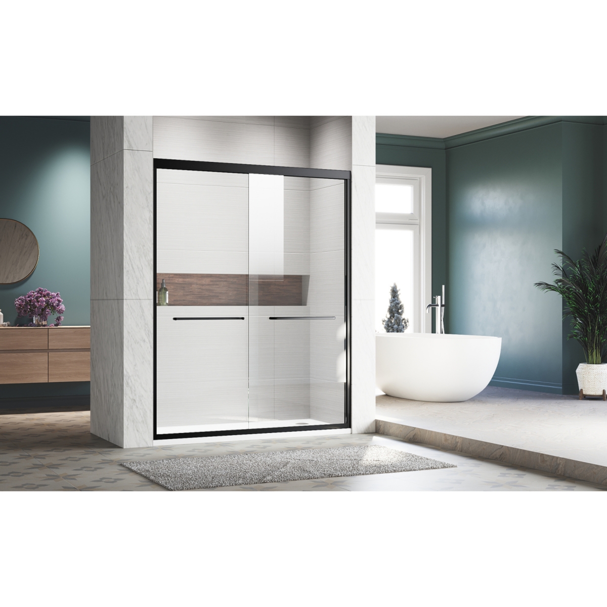 Streamdale Furniture Sliding Shower Doors Safe & Smooth, 56-60