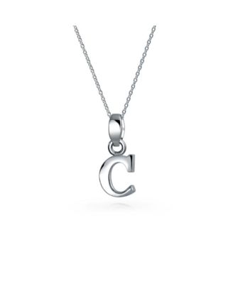 ABC Capital Block Letter Alphabet A-Z Initial Pendant Necklace .925 Sterling Silver