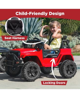 12V Kids Ride On Truck Car w/ Parent Remote Control, Spring Suspension, LED Lights