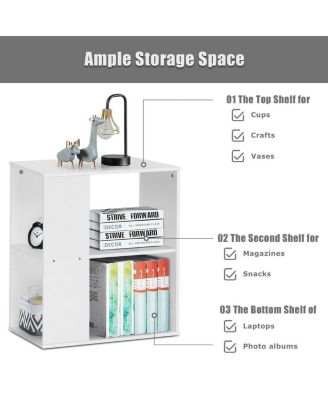 2-Tier Side Sofa End Table Bedside Nightstand Table Brown Home