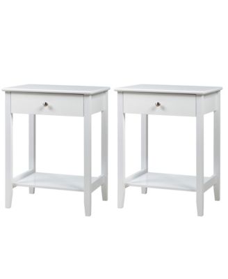 2PCS Nightstand Sofa Side End Table Bedroom Living Room w/ Shelf Drawer
