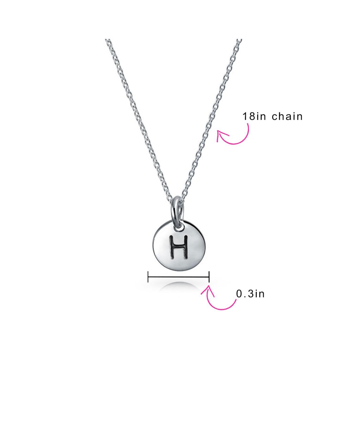 Bling Jewelry Tiny Minimalist Abc Round Disc Block Letter Alphabet A-z Initial Pendant Necklace For For Women .925 Sterling Silver