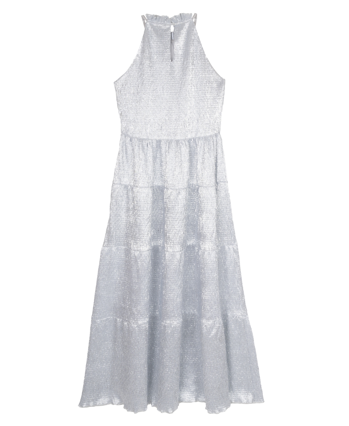 Rare Editions Big Girls Pleated Foil Halter Party Dress