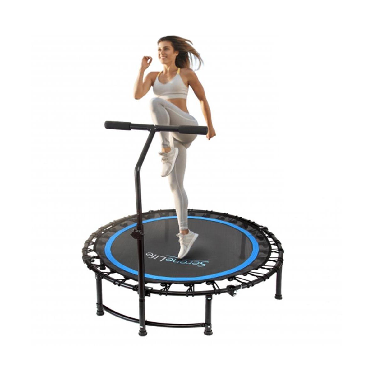 Training & Fitness Gym Trampoline with Adjustable Handrail - Black