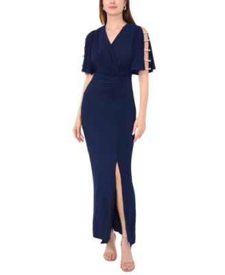 MSK - Women's V-Neck Ladder-Trim Short-Sleeve Maxi Dress