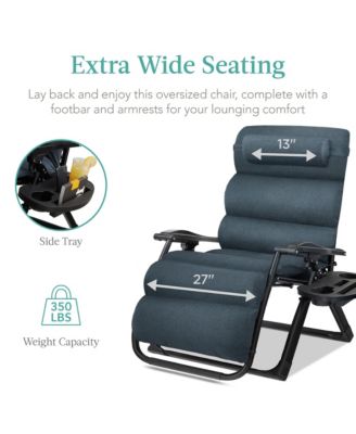 Oversized Zero Gravity Chair, Folding Recliner with Removable Cushion