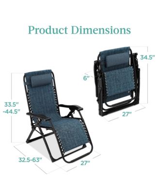 Oversized Zero Gravity Chair, Folding Recliner with Removable Cushion