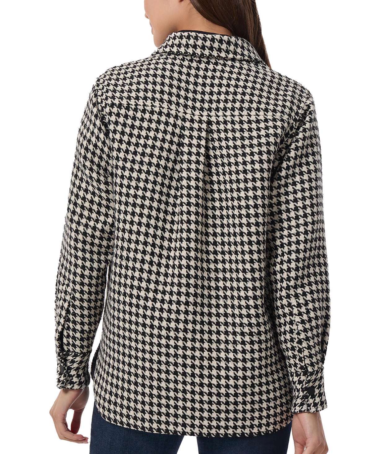 Jones New York Petite Houndstooth Snap-Front One-Pocket Jacket