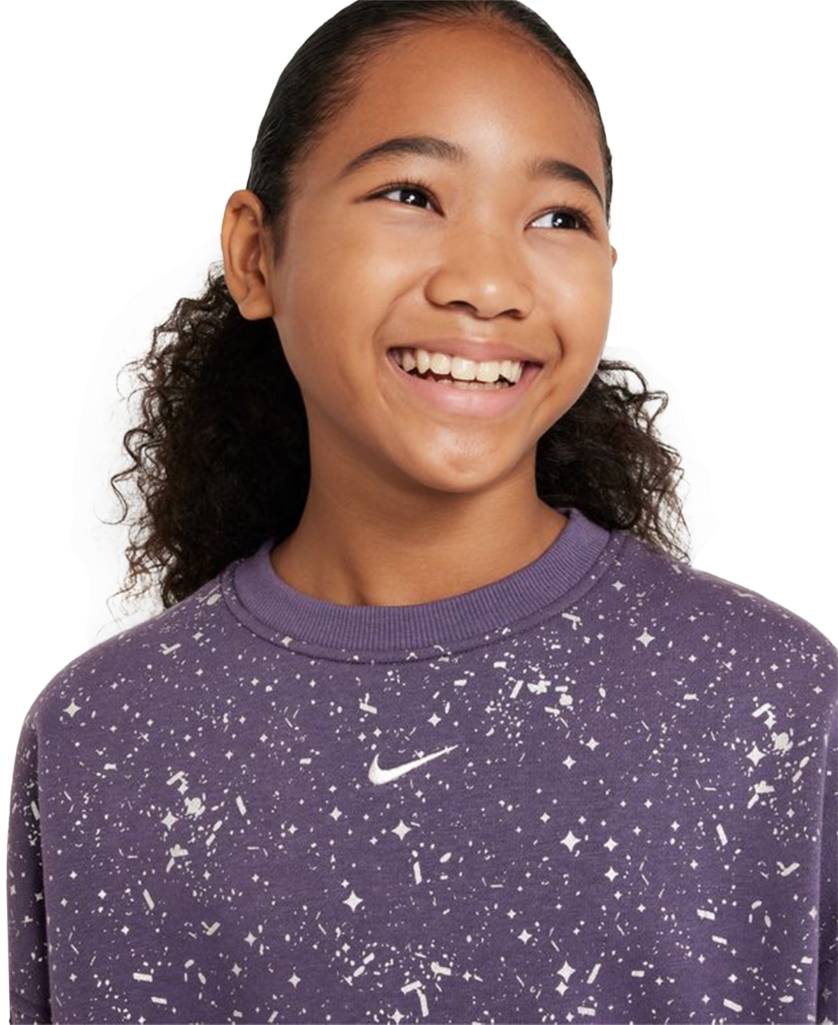 Nike Big Girls Sportswear Club Fleece Crewneck Sparkle Sweatshirt -m