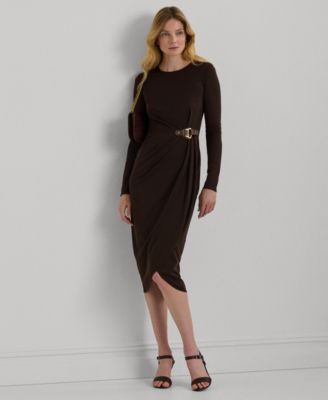 Lauren Ralph Lauren - Women's Buckle-Trim Stretch Jersey Dress