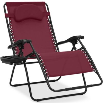 Oversized Zero Gravity Chair, Folding Outdoor Patio Lounge Recliner w/ Cup Holder