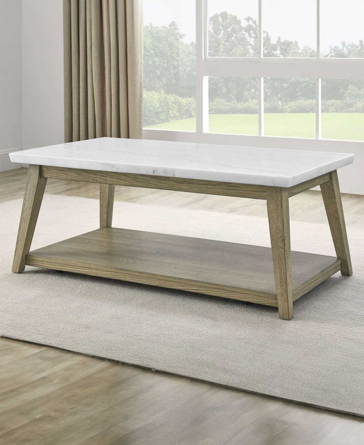 Macy's Mabell 26" Wood Cocktail Table In Natural Multi-step Burnised Blonde