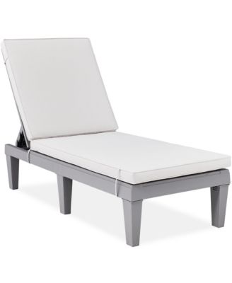 Outdoor Lounge Chair, Resin Patio Chaise Lounger with Seat Cushion