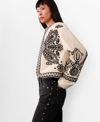 MANGO Women's Cotton Embroidered Jacket - Macy's
