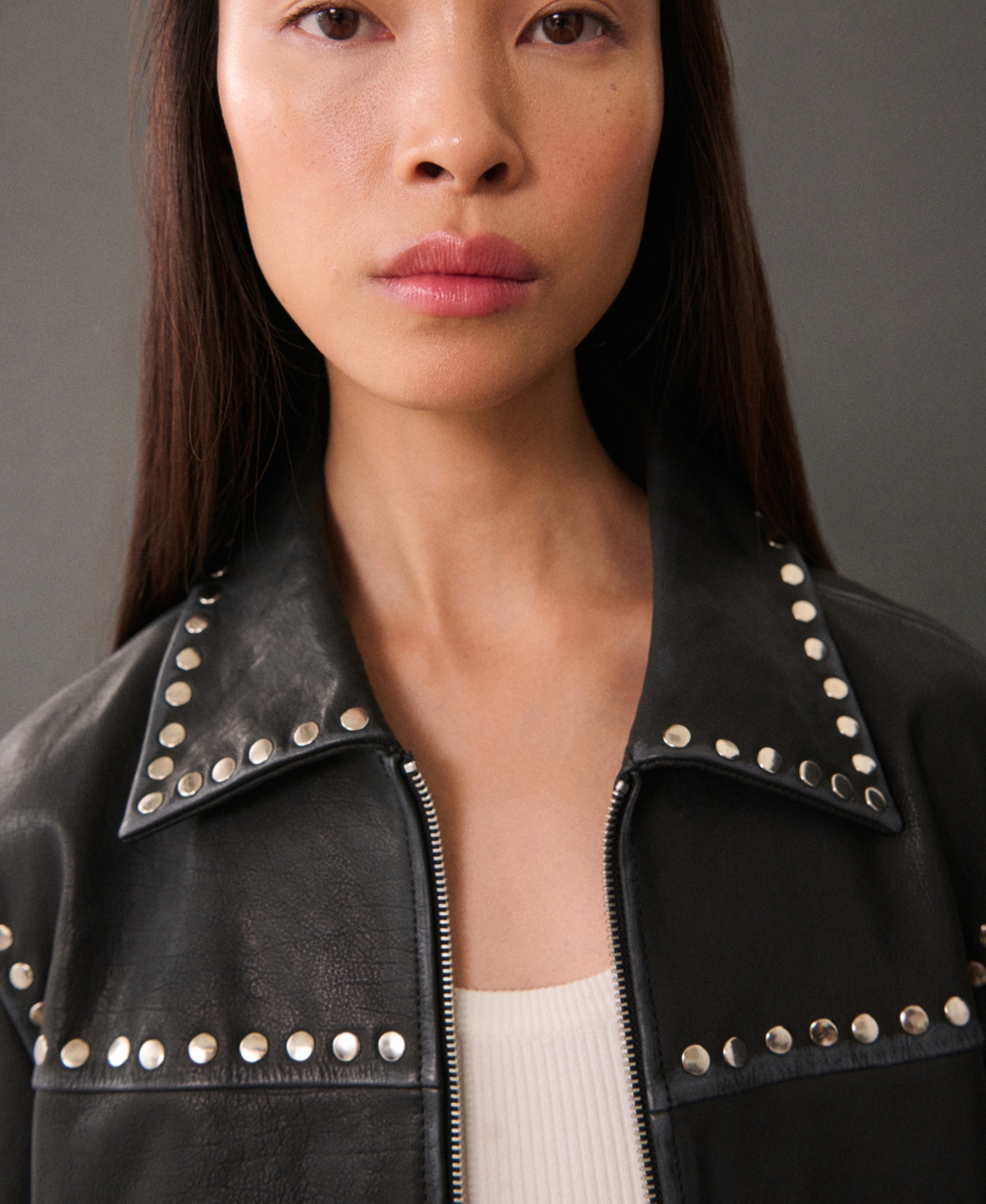 Mango Women's Studded Leather Jacket
