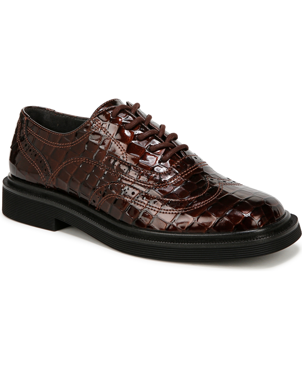 Women's Audrey Square Toe Lace Up Oxfords - Brown Croc Print Faux Leather