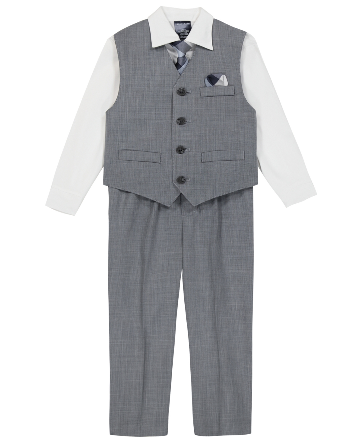 Nautica Baby Boys Deco Sharkskin Vest, 4-piece Set In Light Grey