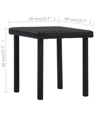 Patio Tea Table Brown 15.7"x15.7"x15.7" Poly Rattan