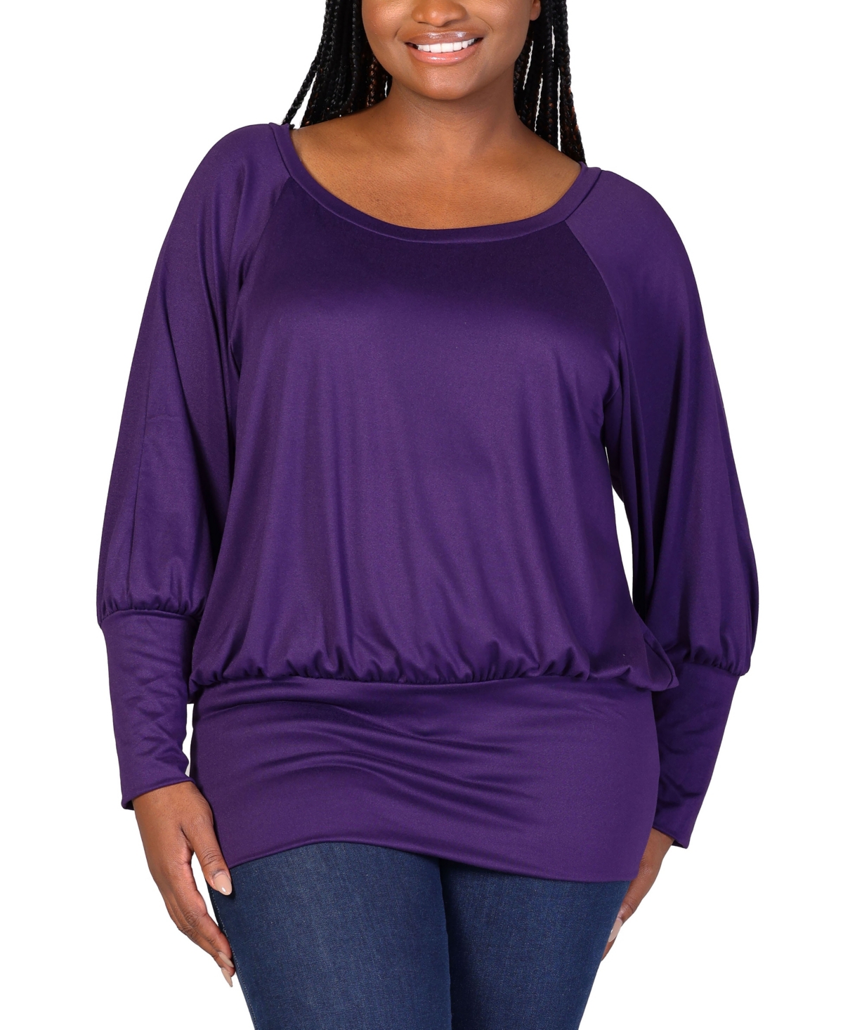 24seven Comfort Apparel Plus Size Round Neck Banded Bottom Top