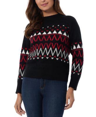 Jones New York - Women's Fair Isle Crewneck Sweater & Scarf