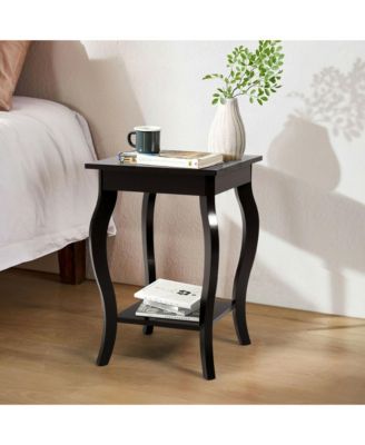 Accent Side Table Sofa End Table Nightstand Coffee Table w/ Storage Shelf Brown
