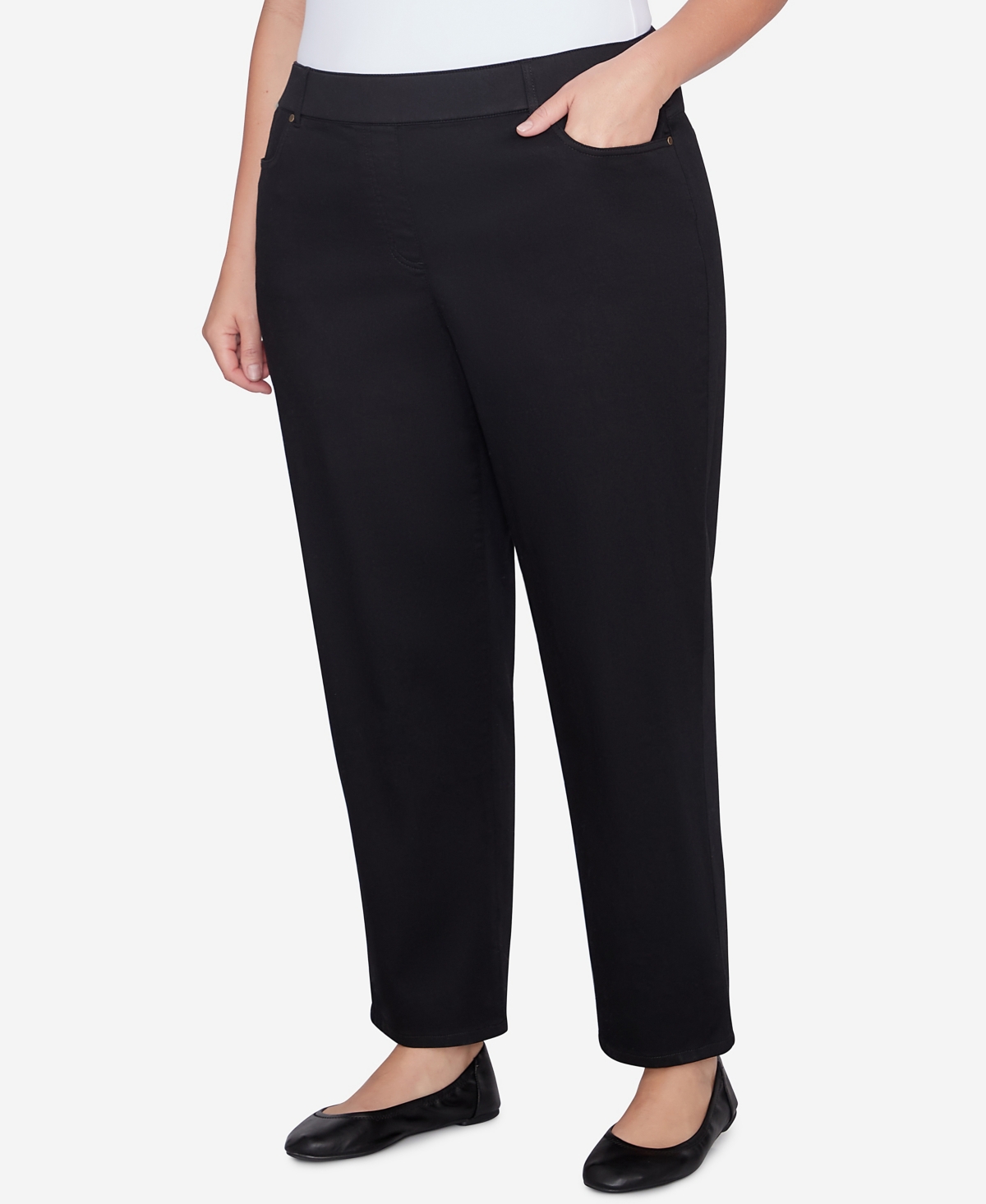 Alfred Dunner Plus Size Harvest Moon Super Stretch Elastic Faux Fly Denim Short Length Pant